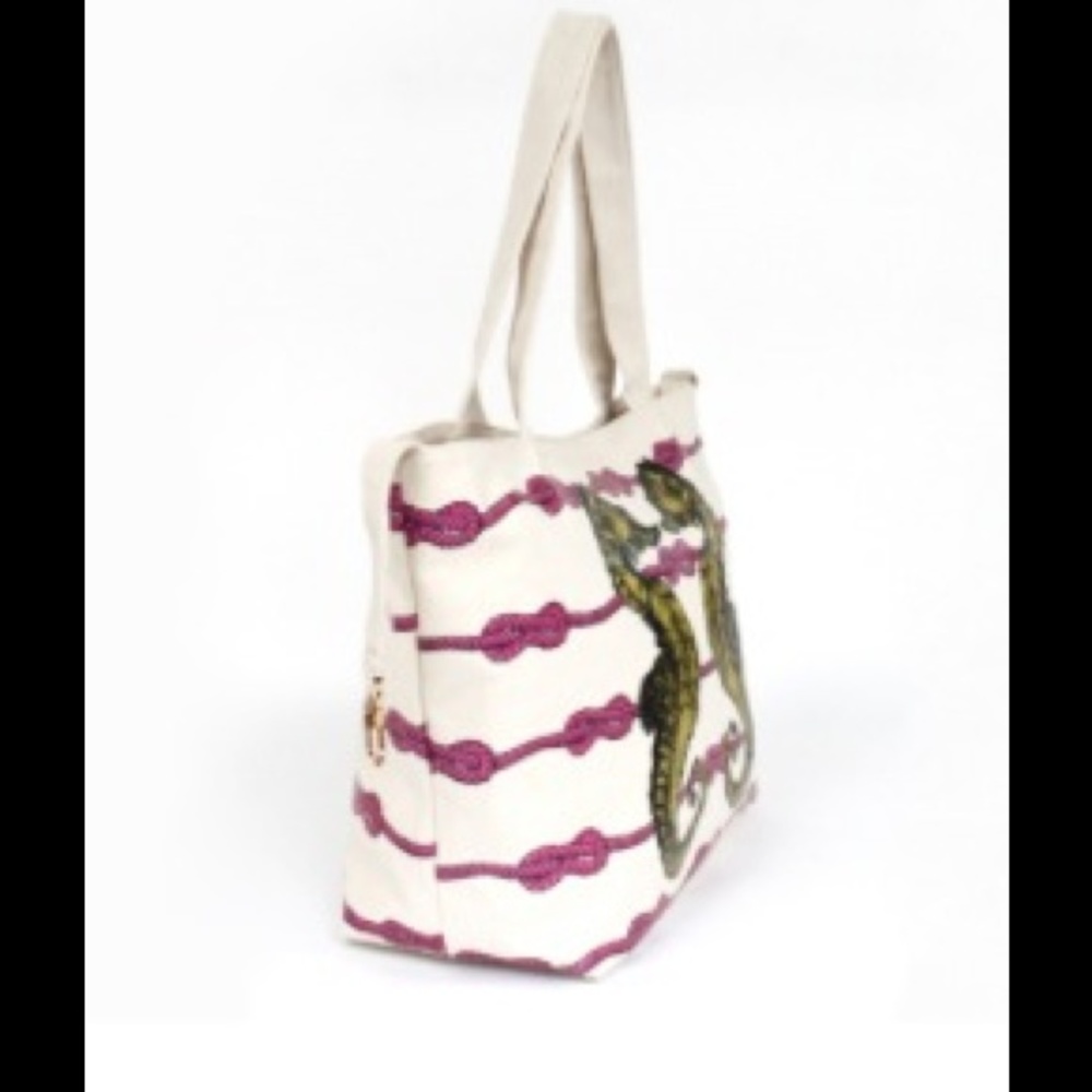 Thursday-Friday Sea Horse Canvas Beach Tote - Picture 2 of 4